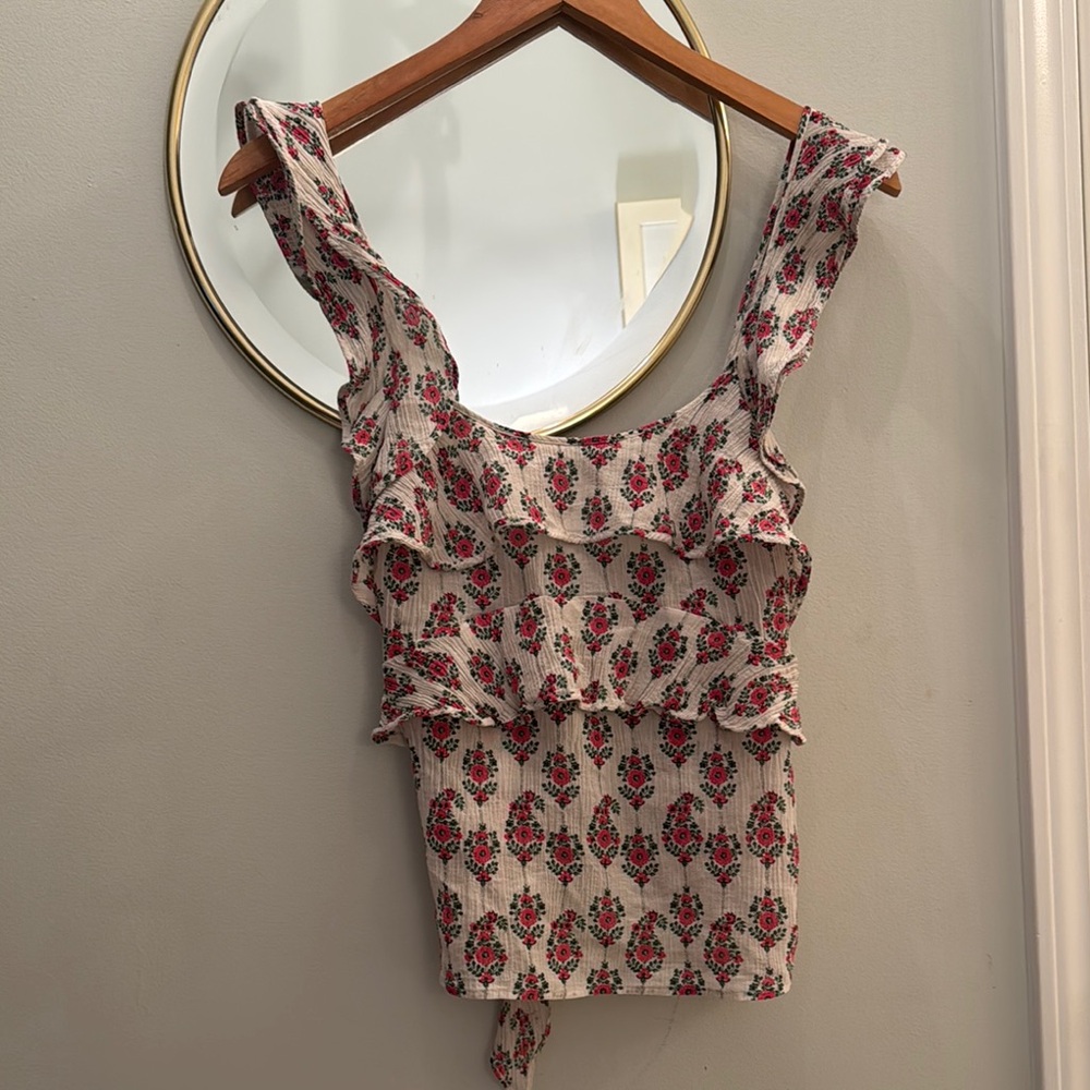 Floral Ruffle Sleeveless Top by Club Monaco